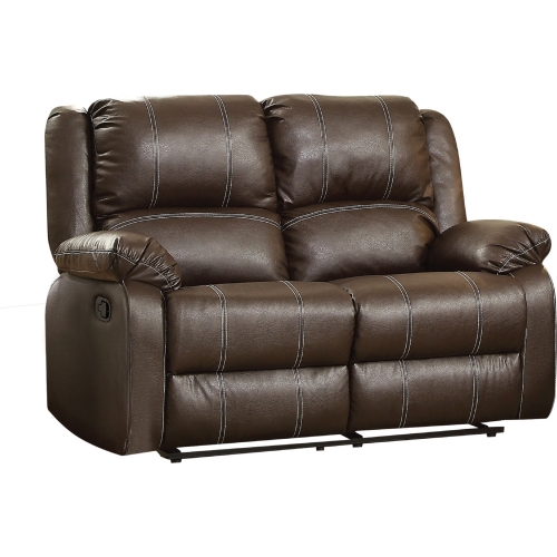 Zuriel Motion Loveseat in Brown Leatherette