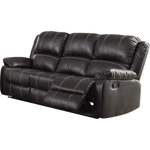 Zuriel Motion Sofa in Black Leatherette