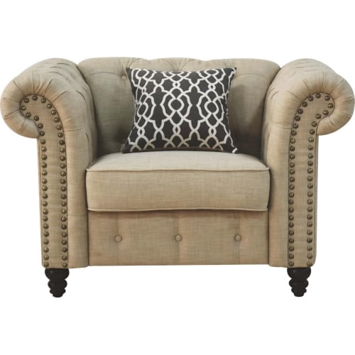 Aurelia Chair w/ 1 Pillow in Tufted Beige Linen