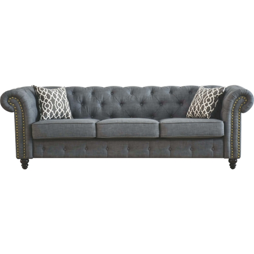 Aurelia Sofa w/ 2 Pillows in Tufted Gray Linen