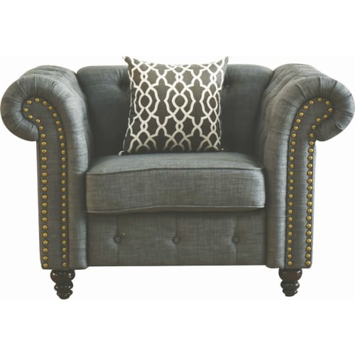 Aurelia Chair w/ 1 Pillow in Tufted Gray Linen