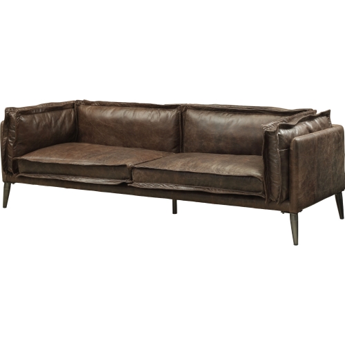 Porchester Loveseat in Distressed Chocolate Brown Top Grain Leather