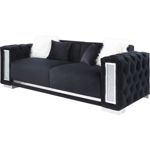 Trislar Sofa in Black Velvet & Mirror