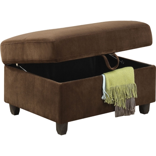 Belville Ottoman w/ Storage in Chocolate Velvet