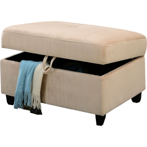 Belville Ottoman w/ Storage in Beige Velvet