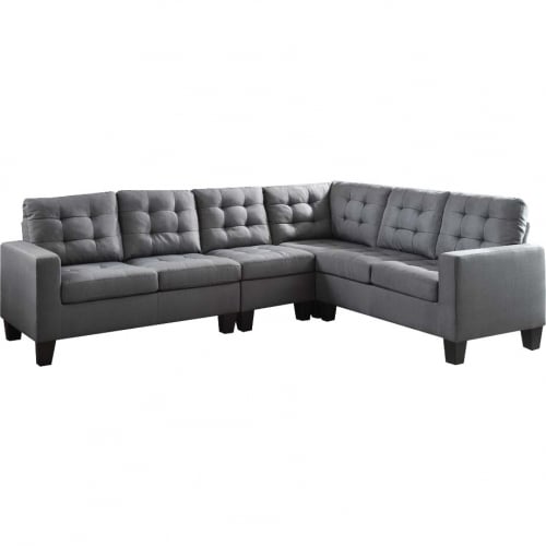 Earsom Sectional Sofa in Tufted Gray Linen