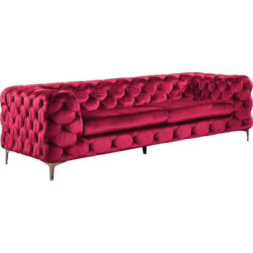 Adam Sofa in Tufted Red Velvet