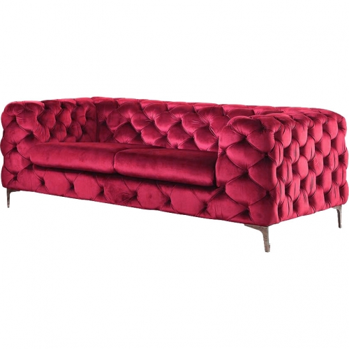 Adam Loveseat in Tufted Red Velvet