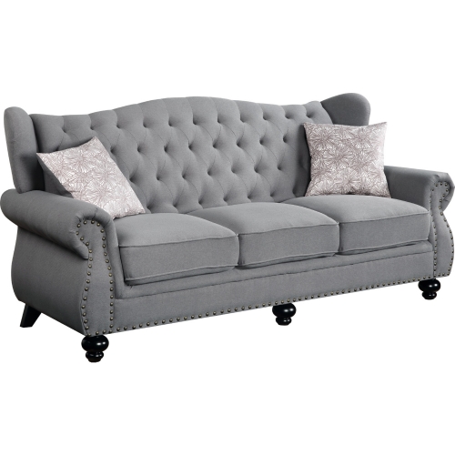 Hannes Sofa w/ 2 Pillows in Gray Fabric