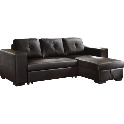 Lloyd Sectional Sofa w/ Sleeper in Black Leatherette