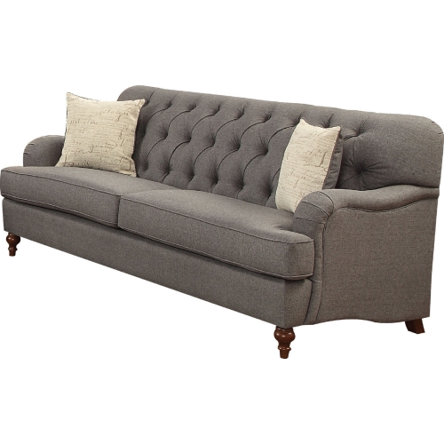 Alianza Sofa w/ 2 Pillows in Tufted Dark Gray Fabric