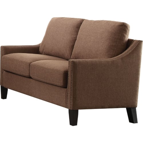 Zapata Jr Loveseat in Brown Linen w/ Nailhead