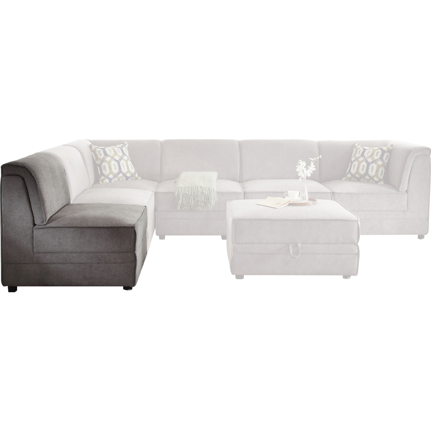 Acme 53780 Bois Modular Sectional Sofa Armless Chair In Gray Velvet