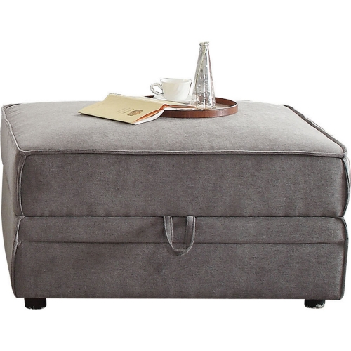 Bois Ottoman w/ Storage in Gray Velvet