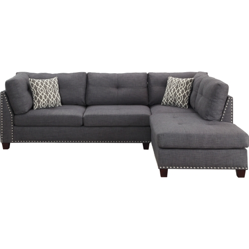 Laurissa Sectional Sofa w/ Right Facing Chaise & Ottoman in Light Charcoal