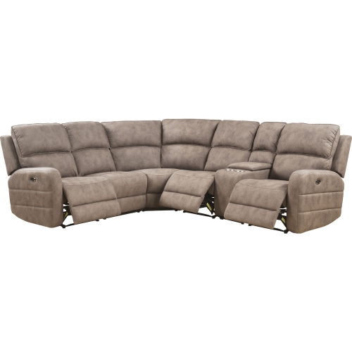 Olwen Power Motion Sectional Sofa w/ USB in Mocha Nubuck