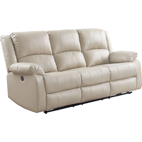 Zuriel Power Motion Sofa in Beige Leatherette