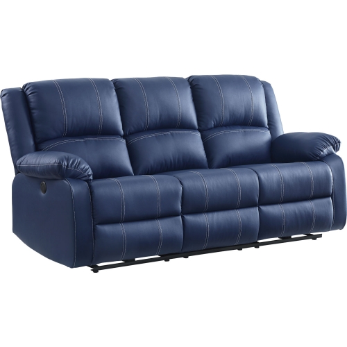 Zuriel Power Motion Sofa in Blue Leatherette