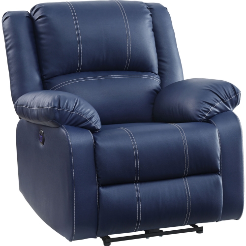 Zuriel Power Recliner in Blue Leatherette