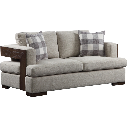 Niamey Loveseat w/ 2 Pillows in Walnut & Fabric