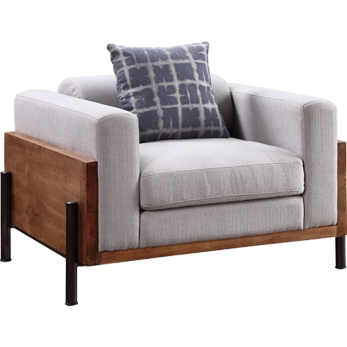 Pelton Accent Chair in Exposed Walnut Finish Wood & Fabric