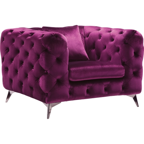 Atronia Accent Chair in Tufted Purple Fabric