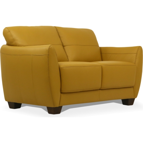 Valeria Loveseat in Mustard Yellow Leather