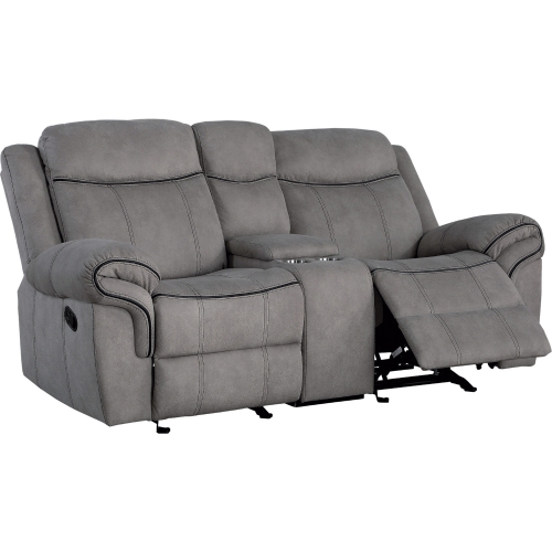 Zubaida Loveseat w/ USB Dock & Console in Gray Velvet