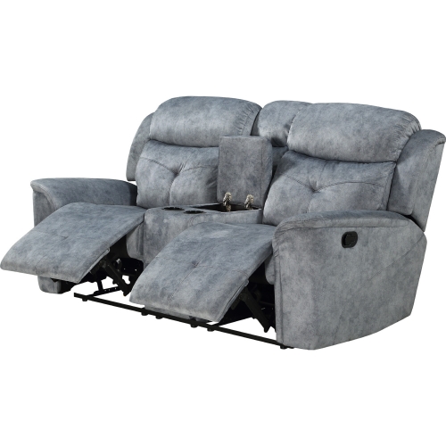 Mariana Motion Loveseat w/ Console in Silver Gray Fabric