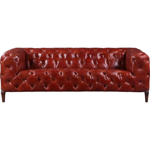 Orsin Sofa in Tufted Merlot Top Grain Leather