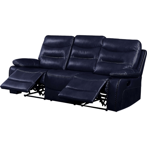 Aashi Dual Reclining Sofa in Navy Leather Gel Match