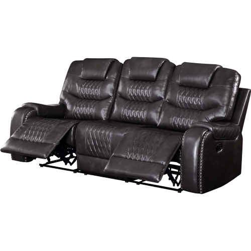 Braylon Dual Recline Sofa in Magnetite Leatherette