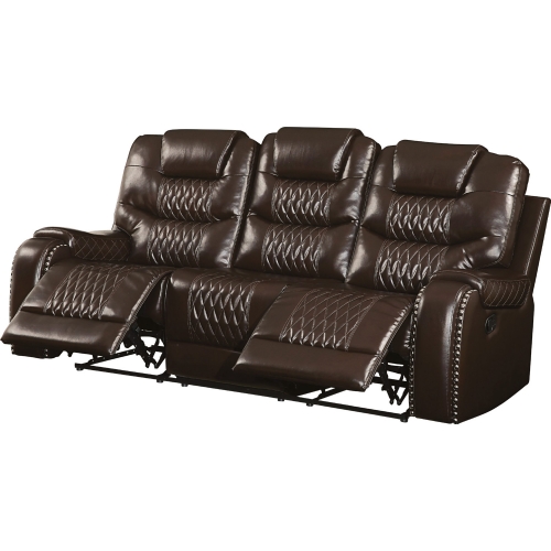 Braylon Dual Recline Sofa in Brown Leatherette