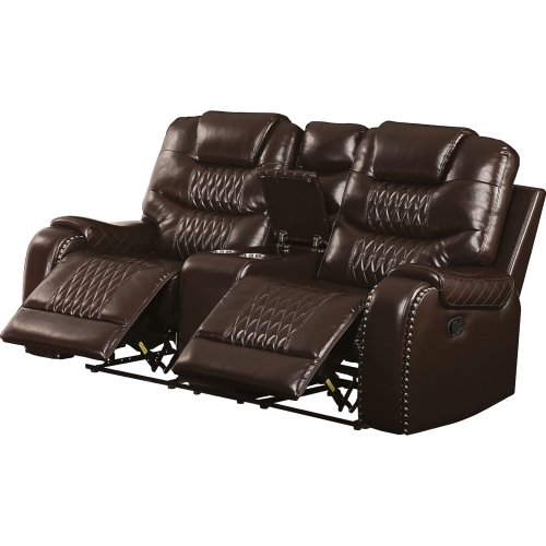 Braylon Reclining Loveseat w/ Console in Brown Leatherette