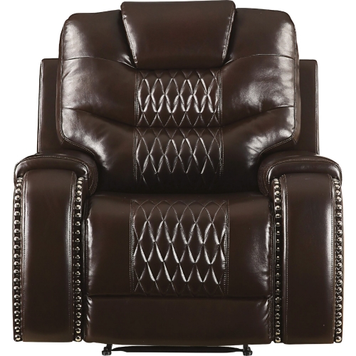 Braylon Power Recliner in Brown Leatherette