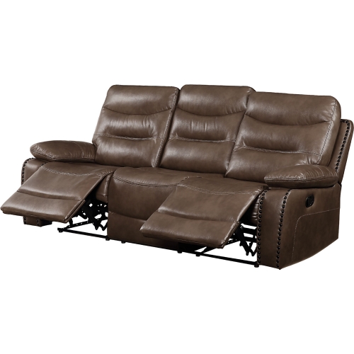 Aashi Dual Reclining Sofa in Brown Leather-Gel Match