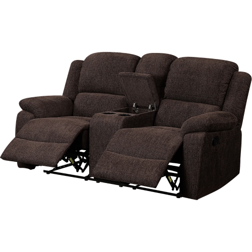 Madden Loveseat w/ Console (Motion) in Brown Chenille