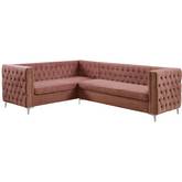 Rhett Sectional Sofa in Tufted Dusty Pink Velvet