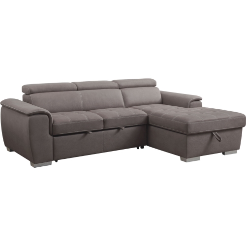 Haruko Storage Sleeper Sectional Sofa in Light Brown Fabric