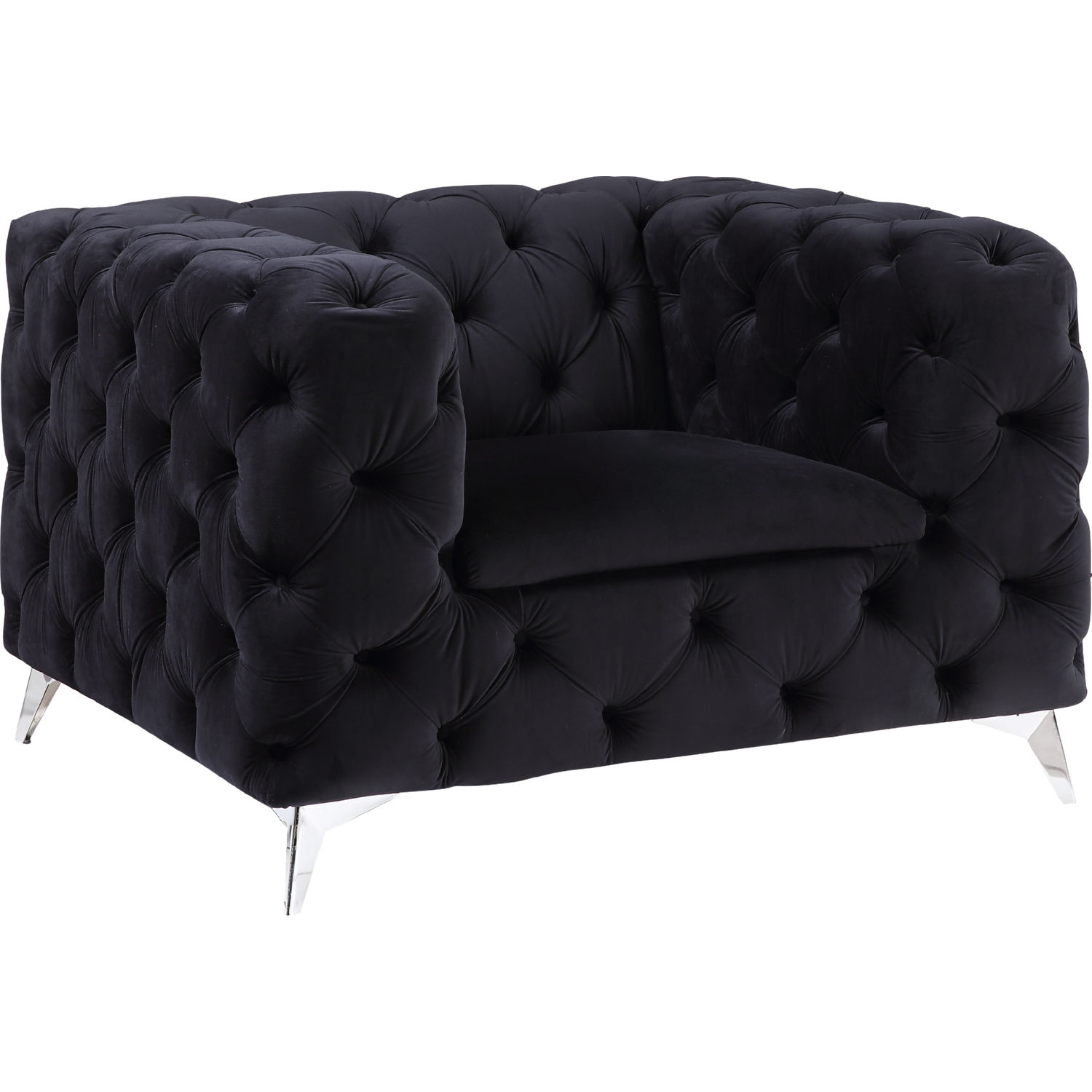 Acme 55922 Phifina Accent Chair In All Over Tufted Black Velvet   55922 A 