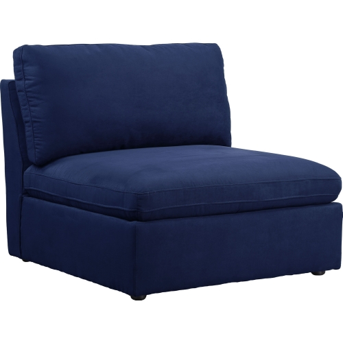 Crosby Modular Sectional Sofa Unit Armless Chair in Blue Fabric (1 Armless Chair)