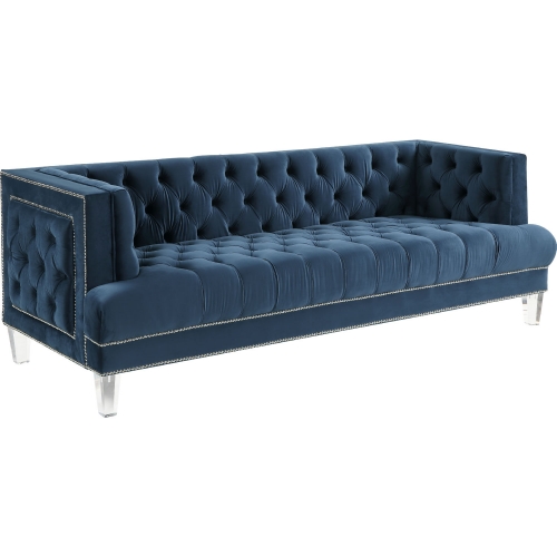 Ansario Sofa in Tufted Blue Velvet & Acrylic