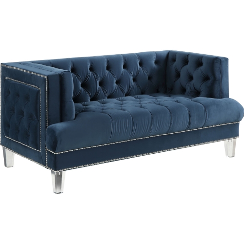 Ansario Loveseat in Tufted Blue Velvet & Acrylic