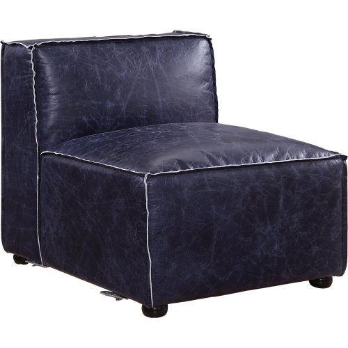 Birdie Modular Sectional Unit Armless Chair in Blue Top Grain Leather