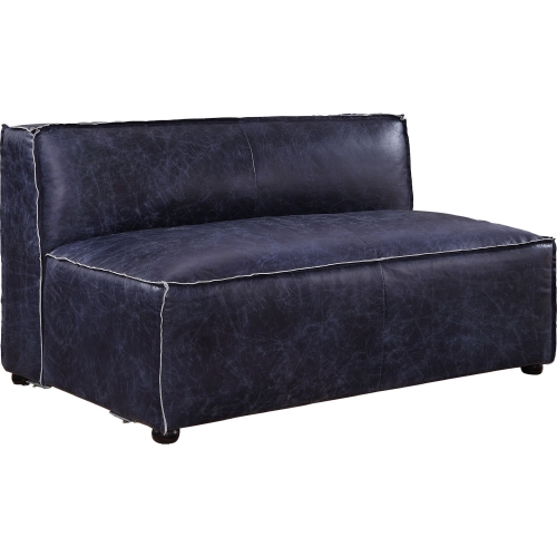 Birdie Modular Sectional Unit Armless Love in Blue Top Grain Leather