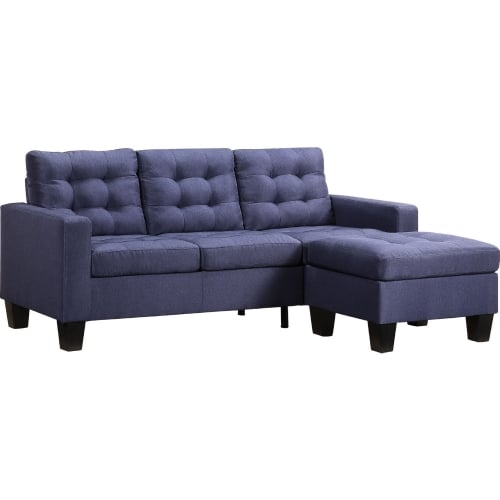 Earsom Sectional Sofa w/ Reversible Chaise in Blue Linen