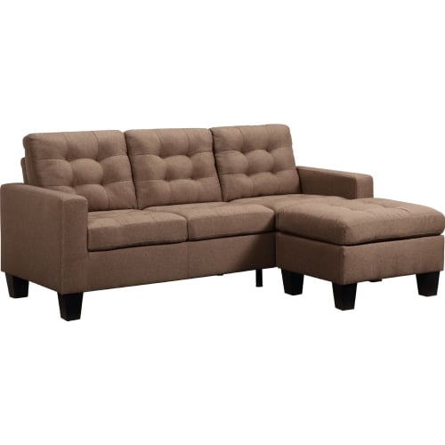 Earsom Sectional Sofa w/ Reversible Chaise in Brown Linen