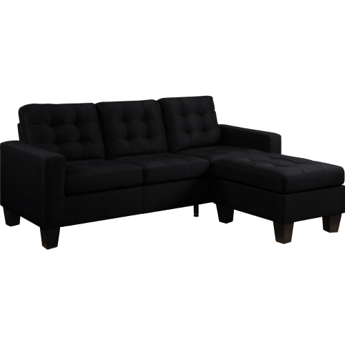 Earsom Sofa & Ottoman in Tufted Black Linen