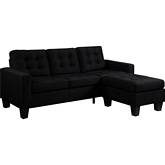 Earsom Sofa & Ottoman in Tufted Black Linen