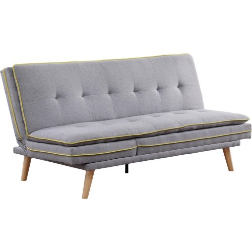 Savilla Adjustable Sleeper Sofa in Tufted Gray Linen & Oak Finish